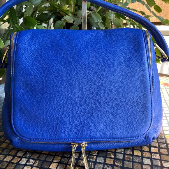 G.I.L.I. Haloguard Blue Leather Multi Pocket Travel RFID Shoulder Bag NWOT - Picture 2 of 12